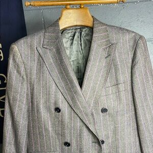 Classic Gray Pinstripe Double-Breasted Blazer